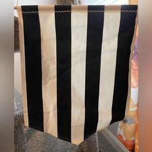 Large banner. 14x9. Black and white stripes.